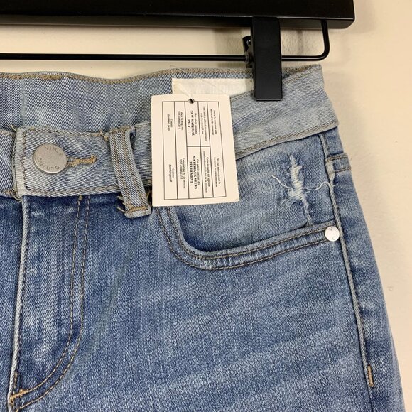 NEW Vince Camuto Women’s Blue Contrast Waistband Distressed Midrise Skinny Jeans - Picture 4 of 9